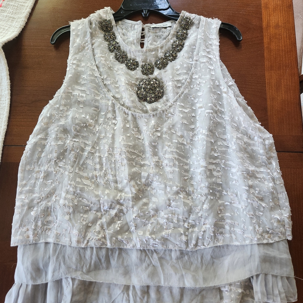 Peter Som Cream Sleeveless Ruffled Blouse